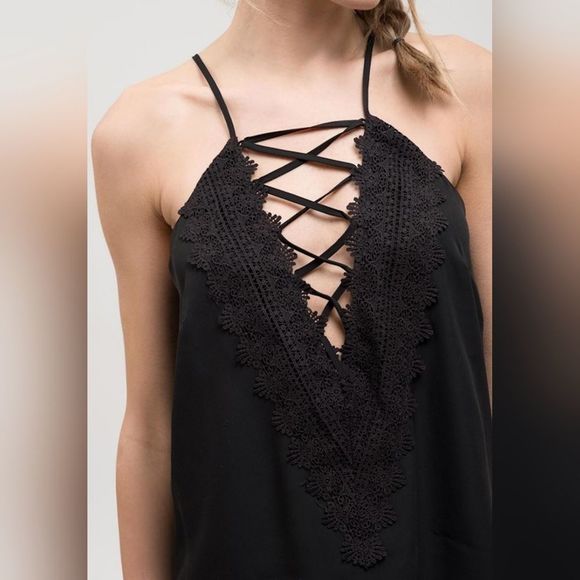 WAYF Where are you from EMBROIDERED LACE-UP CAMI NWOT - Picture 7 of 10